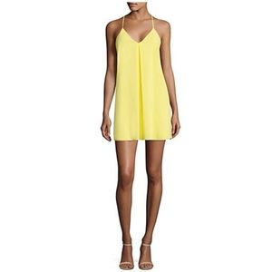 Alice + olivia fierra y-back tank dress in lemon